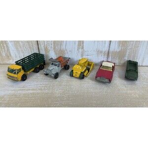 5 Vtg Matchbox by Lesney Diecast Cars: Amphibious, Bulldozer, Lincoln and more!!